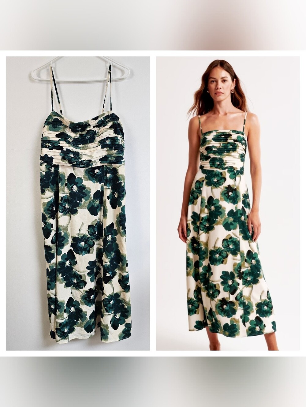 Abercrombie & Fitch Emerson Crepe Floral Midi Dress Spaghetti Strap